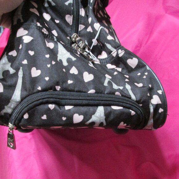 P1259-NWOT Betsey Johnson Paris in Love Canvas Rolling Travel Bag - Picture 5 of 10